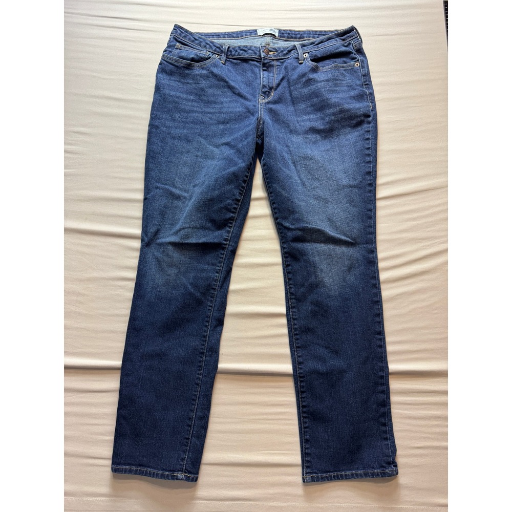 Old Navy Straight Leg Jeans Womens 12 Regular Dark Wash Blue Denim Stretch